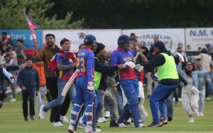विश्वकप क्रिकेट लिग–२ : स्कटल्यान्डमाथि नेपालको १ विकेटको