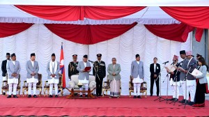 चार मन्त्री थपिएसँगै मन्त्रिपरिषद् सदस्यको संख्या १४ पुग्यो