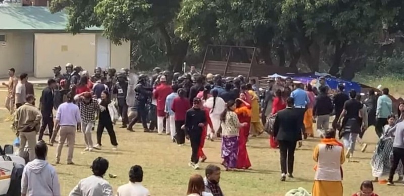 पोखरामा कोटीहोम भूमिपूजनमा झडप हुँदा १३ जना घाइते