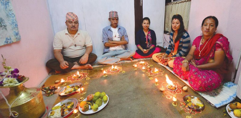 नेवार समुदायमा गरियो म्हः (आत्म) पूजा